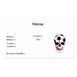 soccer ball skull head girl pink accents business card template
