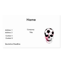soccer ball skull head girl pink accents business card template