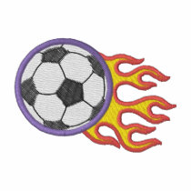 Soccer Ball with Flames Embroidered Shirt