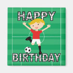 Soccer Birthday Boy 1 Red and White Refrigerator Magnet