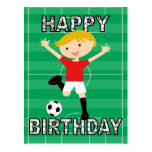 Soccer Birthday Boy 1 Red and White Postcards