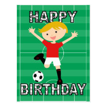 Soccer Birthday Boy 1 Red and White Postcards