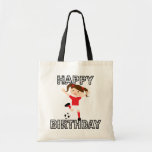 Soccer Birthday Girl 1 Red and White Canvas Bags