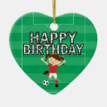 Soccer Birthday Girl 1 Red and White Christmas Ornament