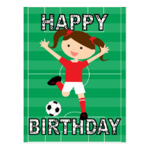 Soccer Birthday Girl 1 Red and White Postcard