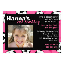Soccer Birthday Party Invitation Pink invitations