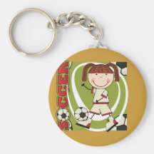 Soccer Brunette Girl T-shirts and Gifts Key Chain
