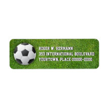Soccer Football in the Grass Custom Return Address Label