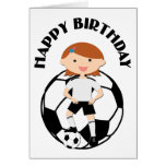 Soccer Girl 3 and Ball Black and White Greeting Cards