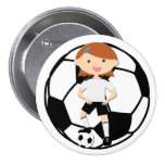 Soccer Girl 3 and Ball Black and White Pin