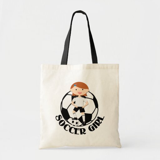 Soccer Girl 3 and Ball Black and White v2 Bags