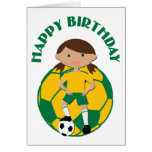 Soccer Girl 4 and Ball Green and Yellow Greeting Cards