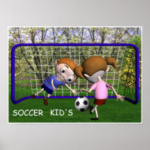 Soccer Kids Playing Poster