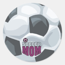 Soccer Mom Logo and Soccer Ball Round Sticker