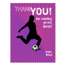 Soccer Party Thank You Postcard - Girl Pink