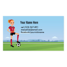 Soccer Player Calling Card for Girls Business Cards