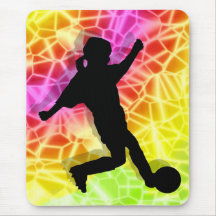 Soccer Player & Fluorescent Mosaic Mouse Pads