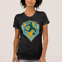 soccer player woman kicking ball shield tee shirts