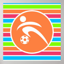 Soccer; Retro Neon Rainbow Print