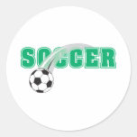 soccer text with ball design round stickers