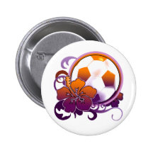 Soccer Tropical Flower Purple Button