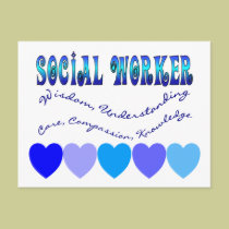 Social Worker BLUE HEARTS postcards