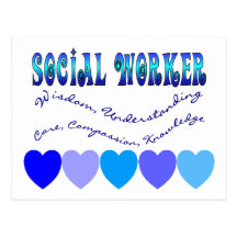 Social Worker BLUE HEARTS Postcards