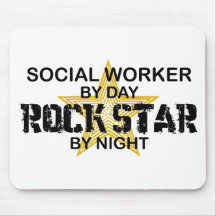 Social Worker Rock Star by Night Mousepads