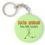 Social Worker "Runs with Solutions" Funny Gifts Keychains