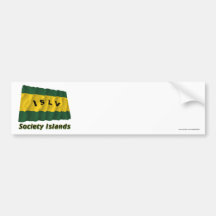 Society Islands Waving Flag with Name Bumper Sticker