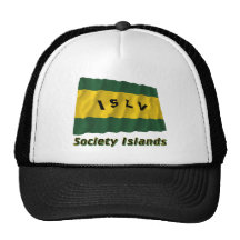 Society Islands Waving Flag with Name Mesh Hat