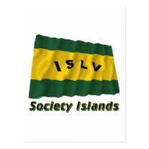 Society Islands Waving Flag with Name Postcard