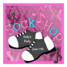 Sock Hop Party Invitations WITH SADDLE SHOES