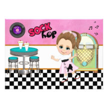 Sock Hop Party Invites
