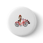 Sock Monkey % 1950's Bicycle Drawing--Unique Pinback Button