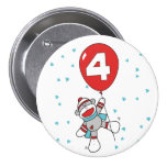 Sock Monkey 4th Birthday Pin