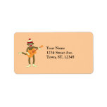 Sock Monkey Acoustic Guitar Personalized Address Label