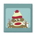 Sock Monkey Angel & Devil Fridge Magnet