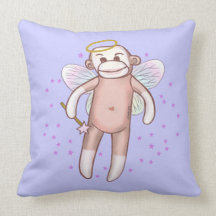 Sock Monkey Angel Throw Pillow