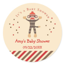 Sock Monkey Baby Shower Favour Sticker stickers