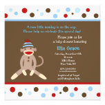 Sock Monkey Baby Shower Invitations Boy