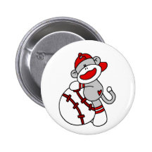 Sock Monkey Baseball Player Pins