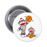 Sock Monkey Basketball Pinback Buttons