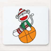 Sock Monkey Basketball T-shirts and Gifts Mouse Pads