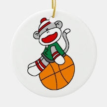 Sock Monkey Basketball T-shirts and Gifts Christmas Ornament