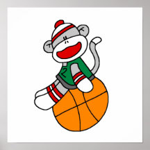 Sock Monkey Basketball T-shirts and Gifts Print