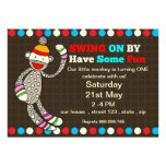Sock  monkey Birthday invitation