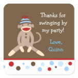 Sock Monkey Birthday Party Favour Stickers Boy