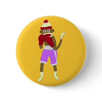 Sock Monkey Boxer Pinback Buttons