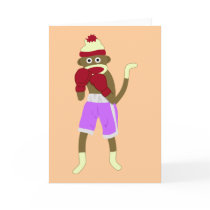 Sock Monkey Boxer Greeting Card